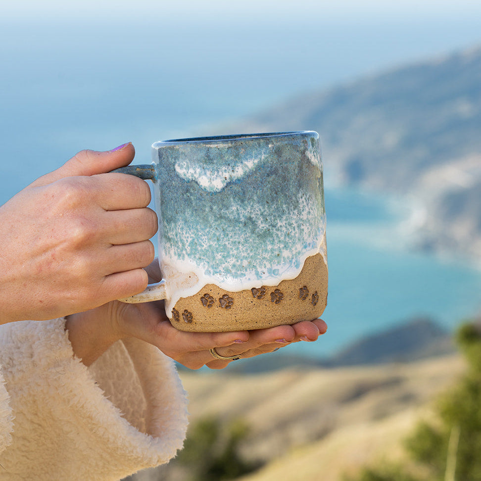 Paw Print Ocean Shoreline Mug