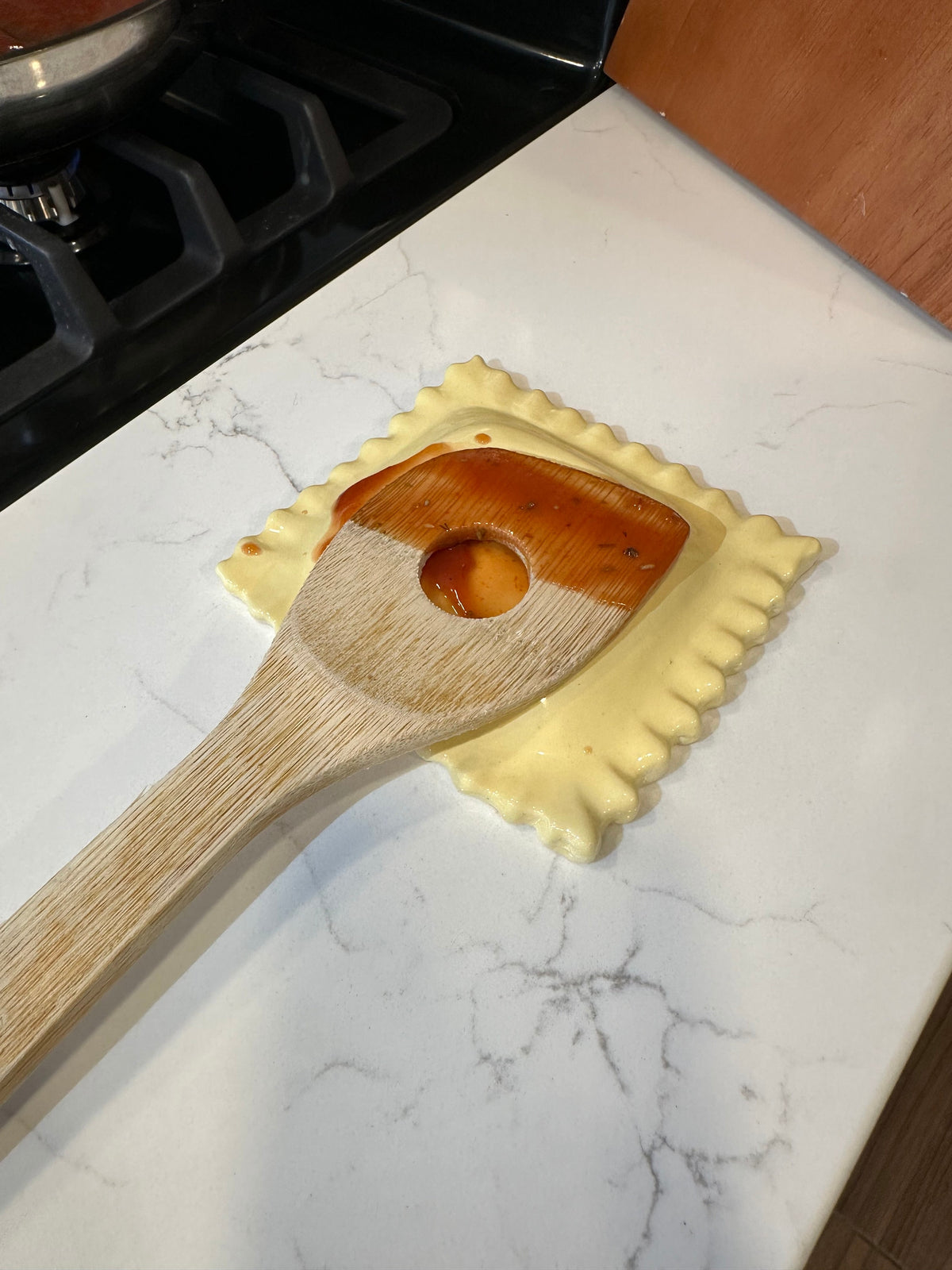 Handmade Ceramic Ravioli Spoon Rest: Kitchen Decor