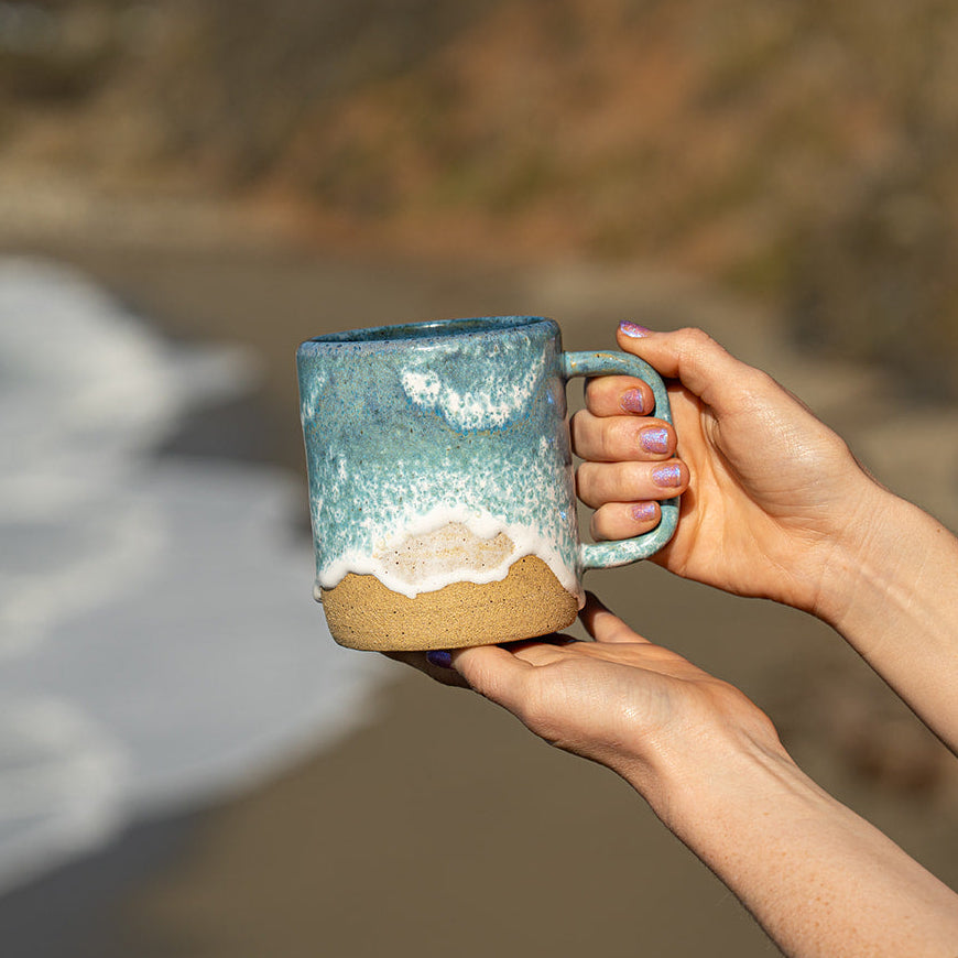 Ocean Shoreline Mug - Handmade Ceramic Coffee & Tea Cup