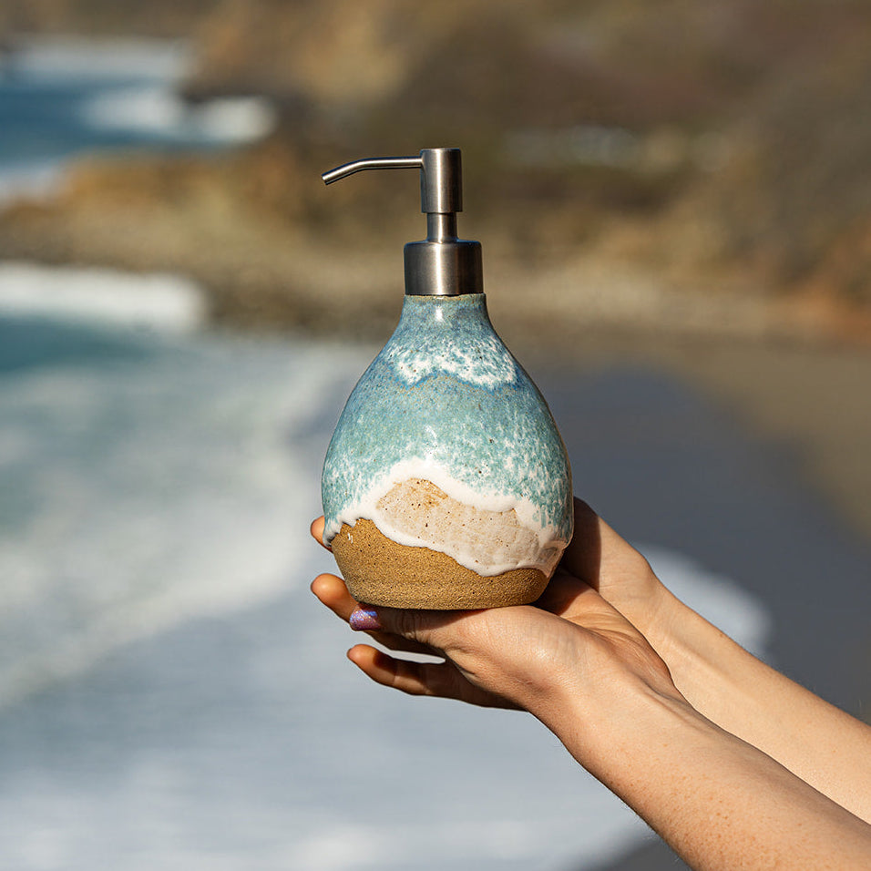 Ocean Shoreline Soap Dispenser - Handmade Ceramic Soap Pump