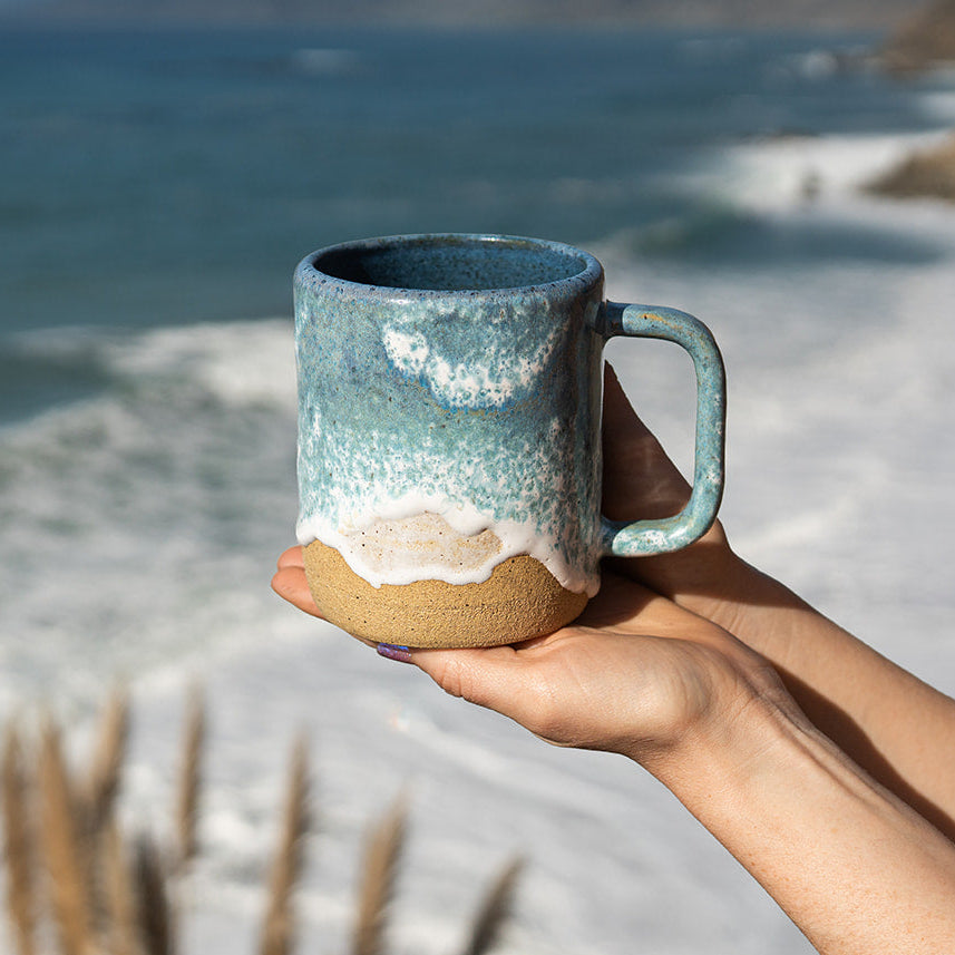 Ocean Shoreline Mug - Handmade Ceramic Coffee & Tea Cup
