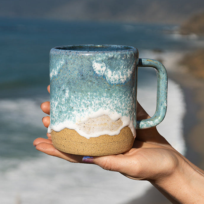 Ocean Shoreline Mug - Handmade Ceramic Coffee & Tea Cup