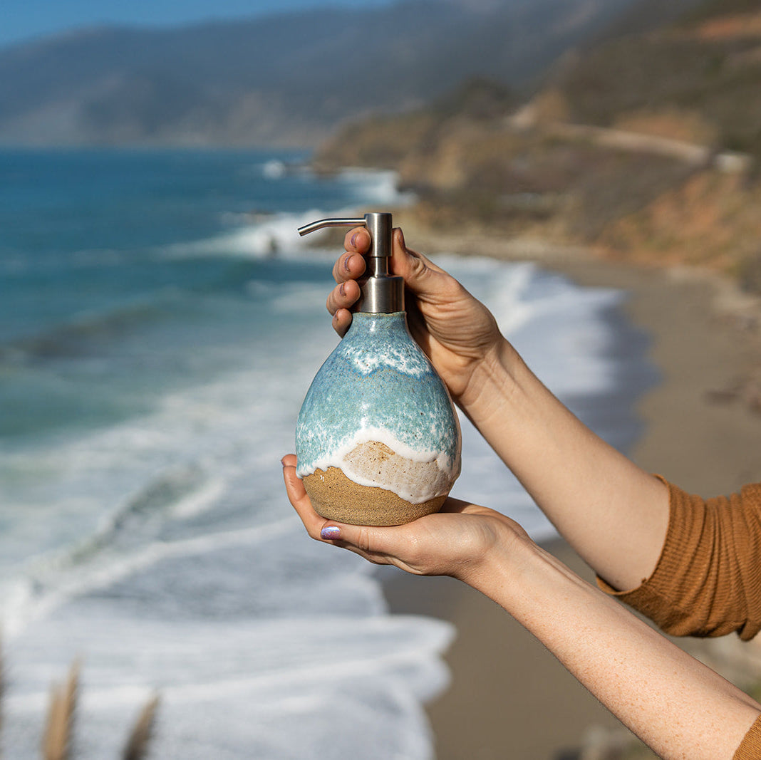 Ocean Shoreline Soap Dispenser - Handmade Ceramic Soap Pump