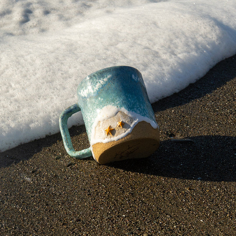 Starfish Ocean Shoreline Mug - Handmade Ceramic Coffee & Tea Cup