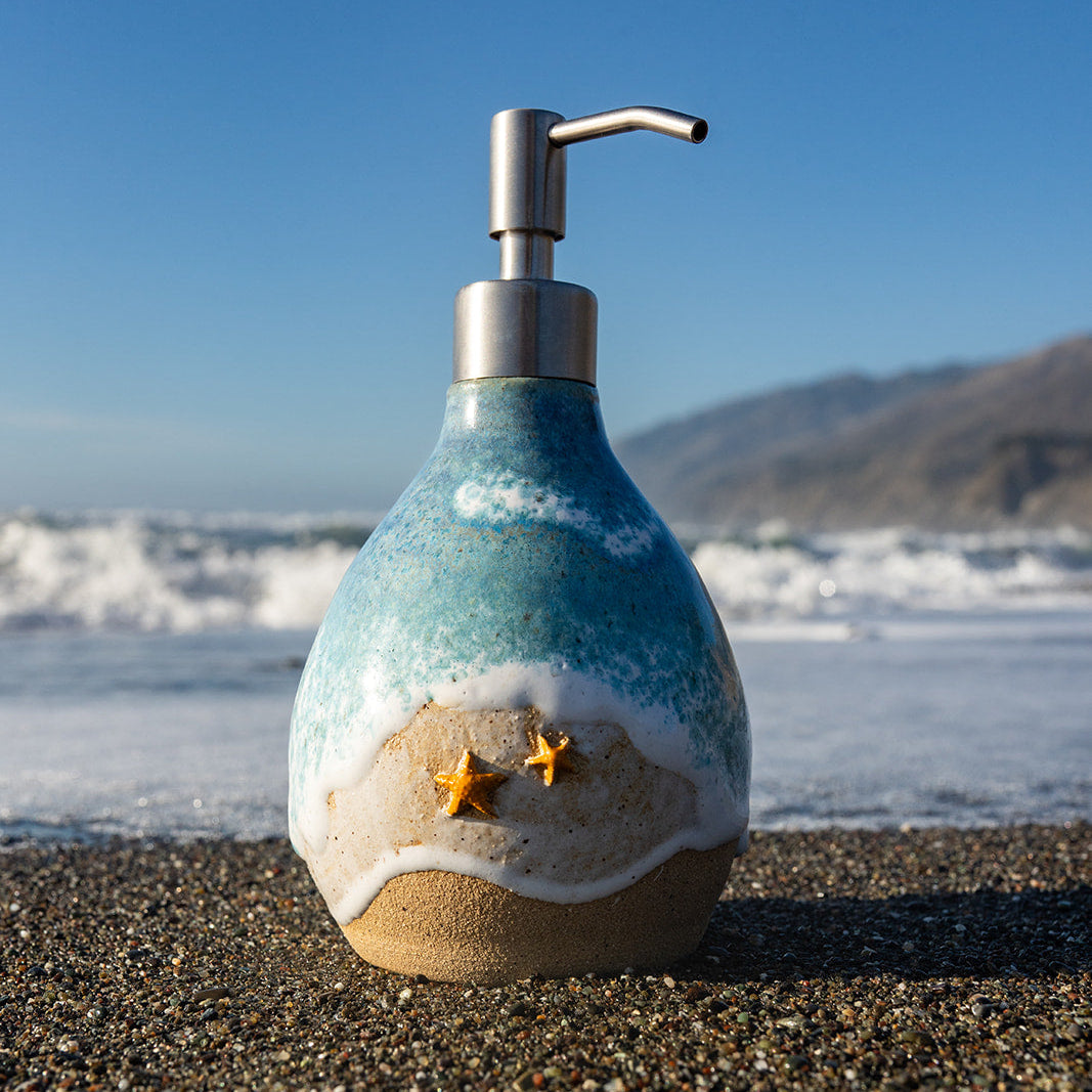 Ocean Shoreline Soap Dispenser - Handmade Ceramic Soap Pump