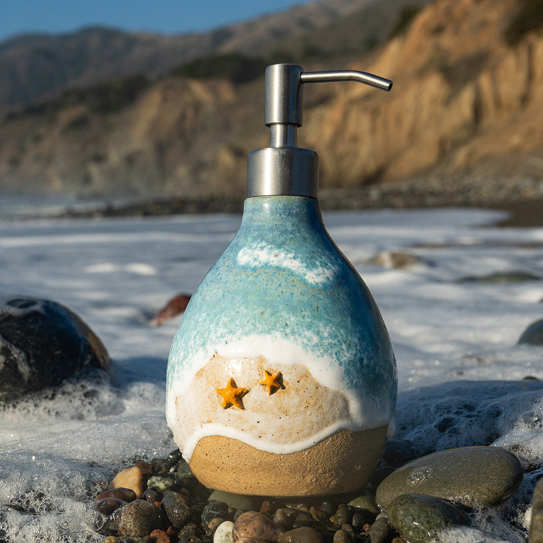 Ocean Shoreline Soap Dispenser - Handmade Ceramic Soap Pump