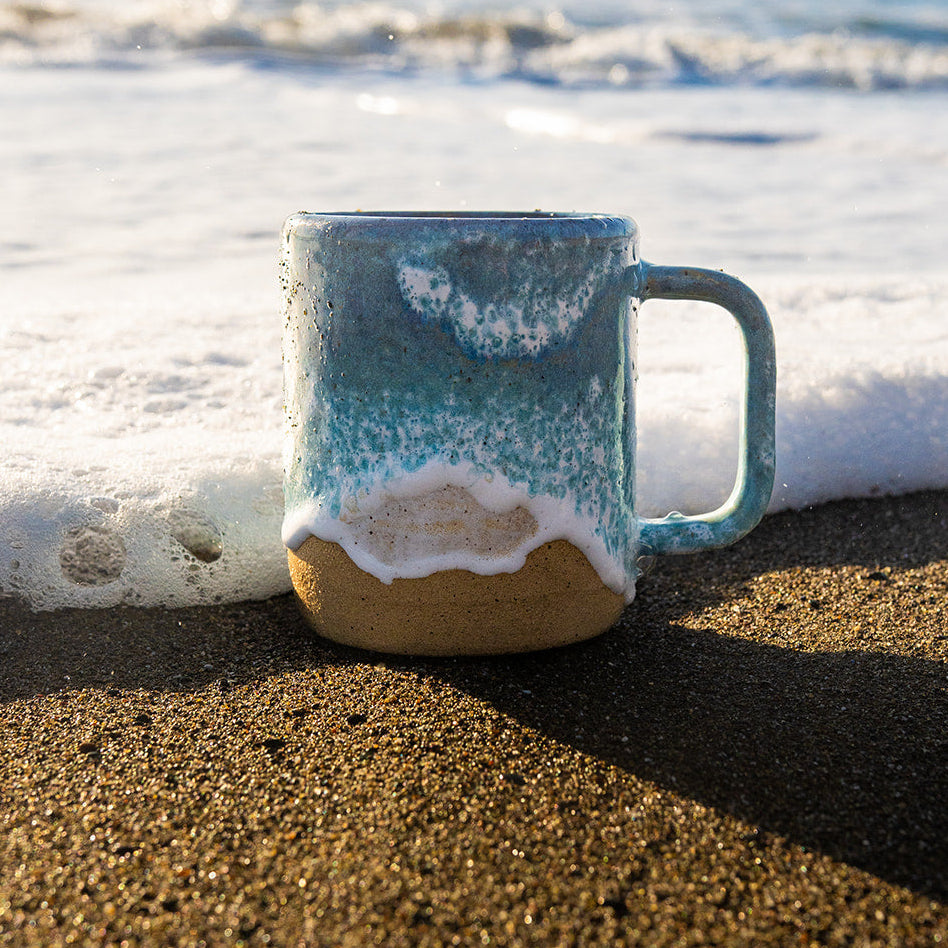 Ocean Shoreline Mug - Handmade Ceramic Coffee & Tea Cup