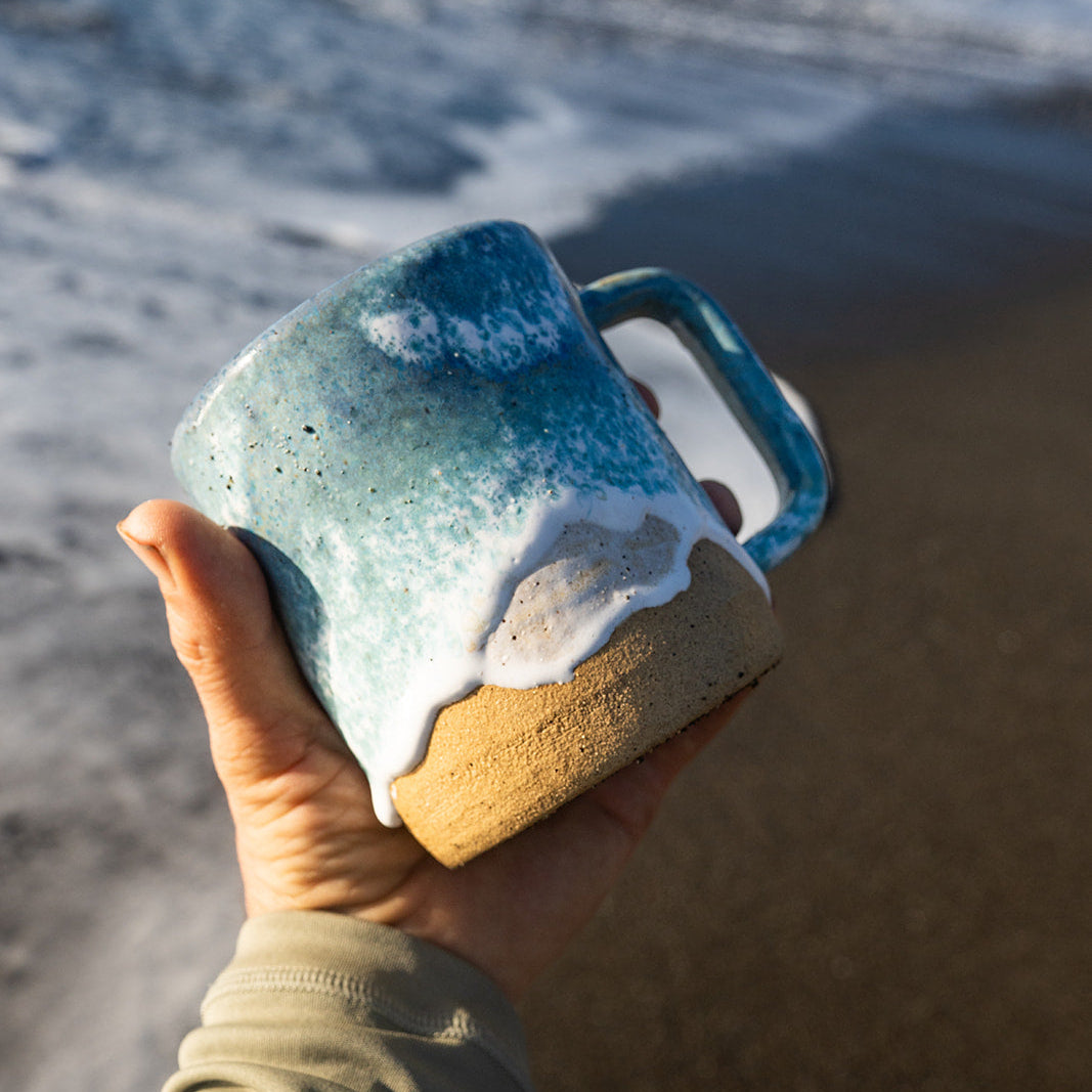 Ocean Shoreline Mug - Handmade Ceramic Coffee & Tea Cup