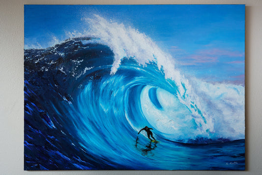 Surfing a Crashing Wave Oil Painting