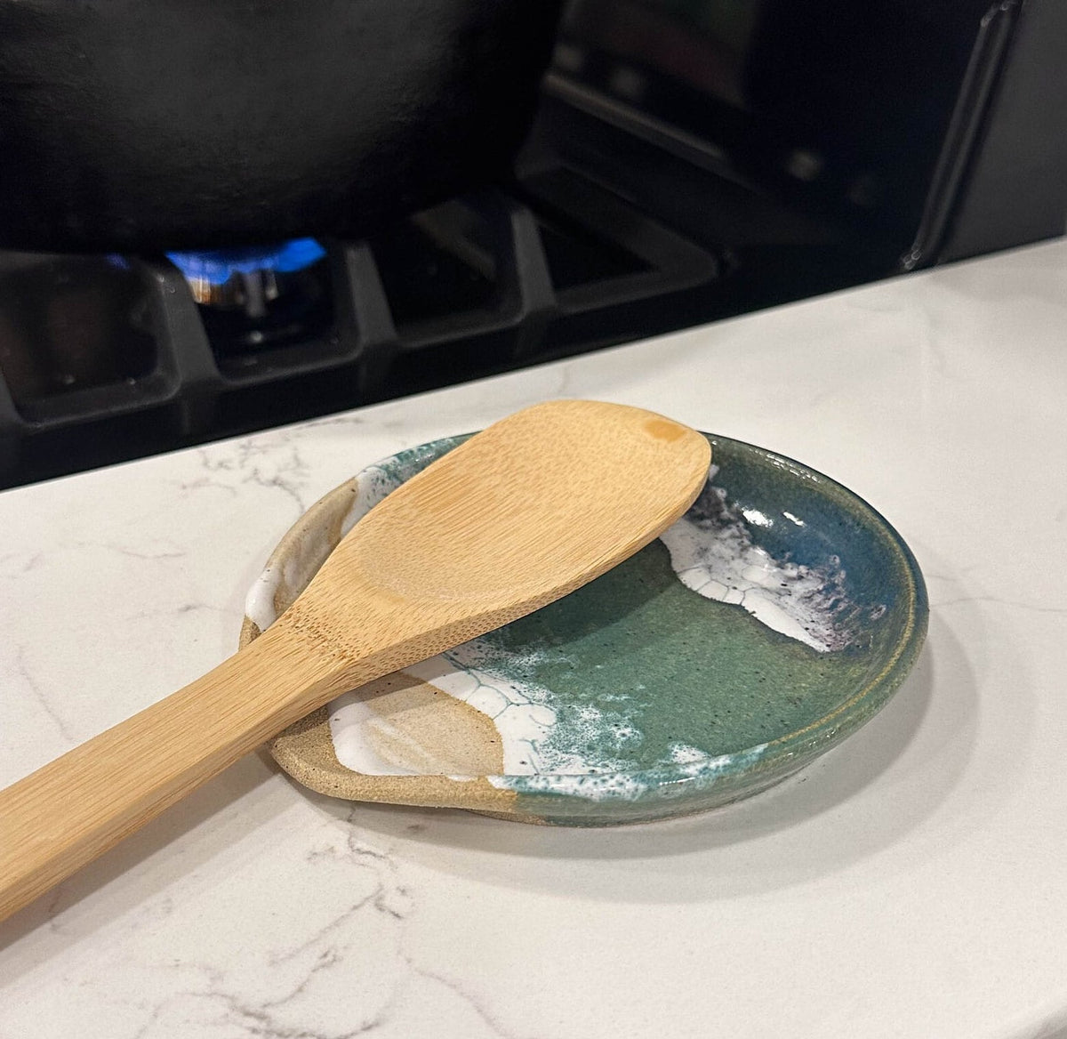Ocean Shoreline Spoon Rest - Handmade Ceramic Kitchen Accessories