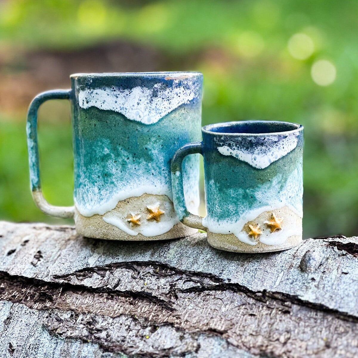 Starfish Ocean Shoreline Mug - Handmade Ceramic Coffee & Tea Cup