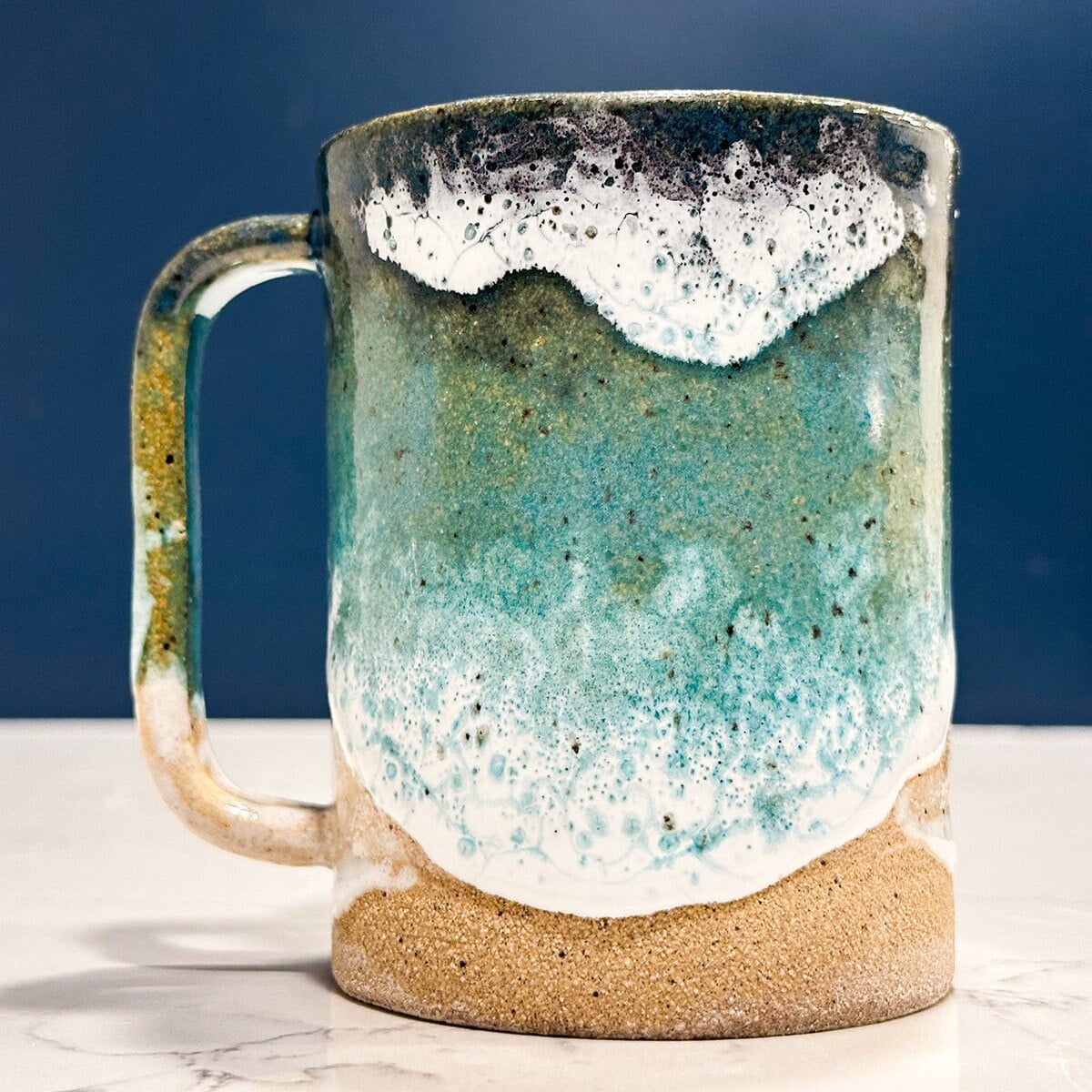 Ocean Shoreline Mug - Handmade Ceramic Coffee & Tea Cup