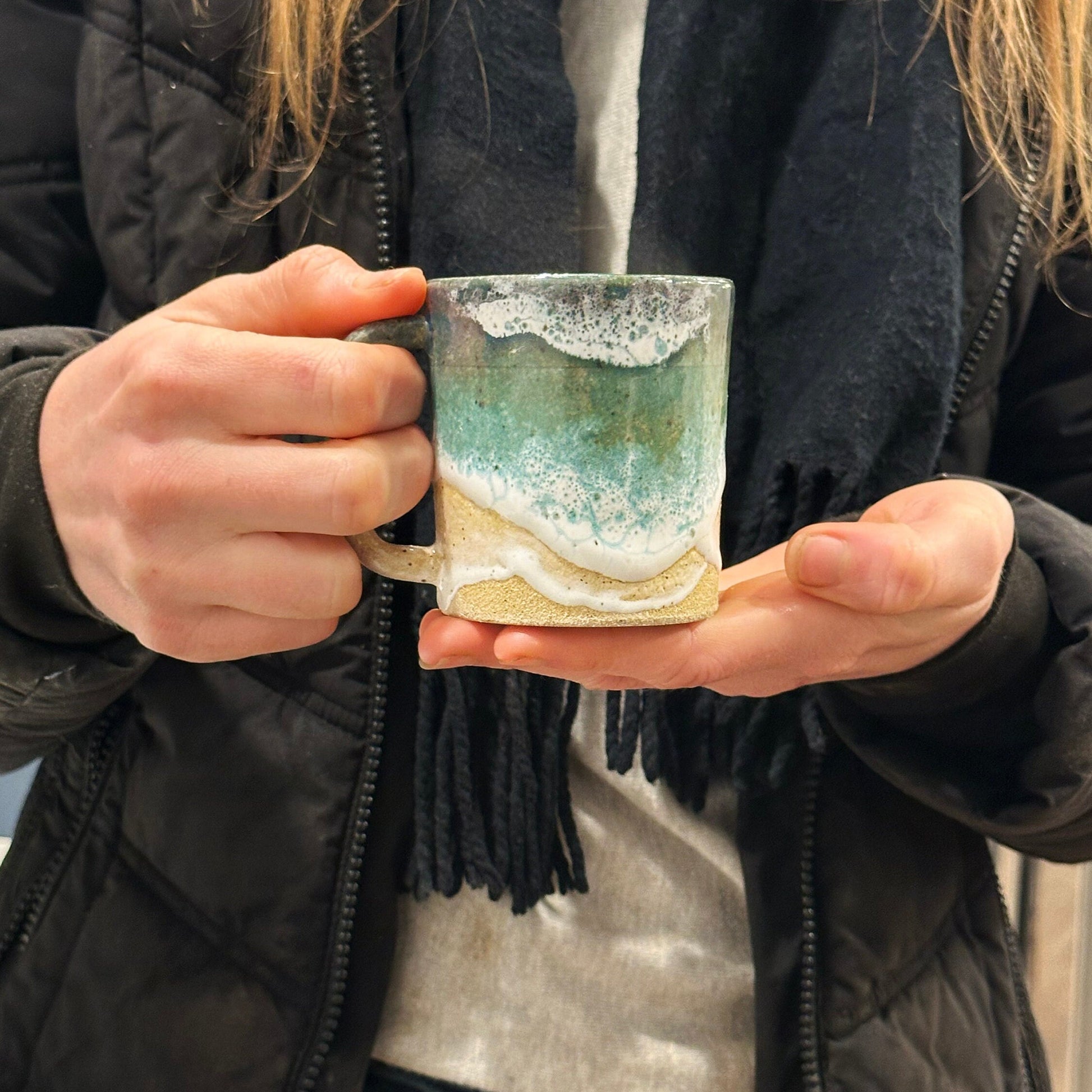 Ocean Shoreline Mug - Handmade Ceramic Coffee & Tea Cup