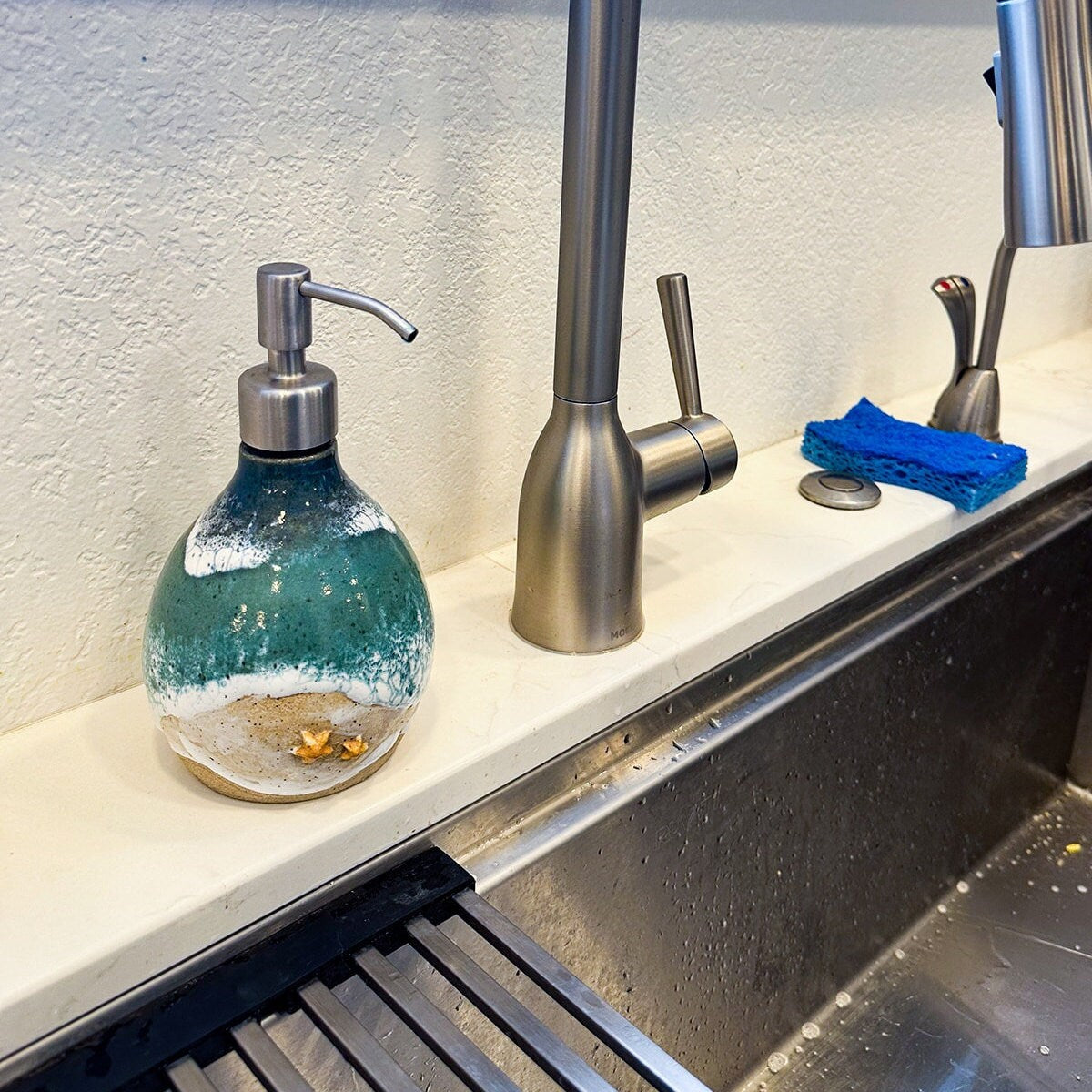 Ocean Shoreline Soap Dispenser - Handmade Ceramic Soap Pump