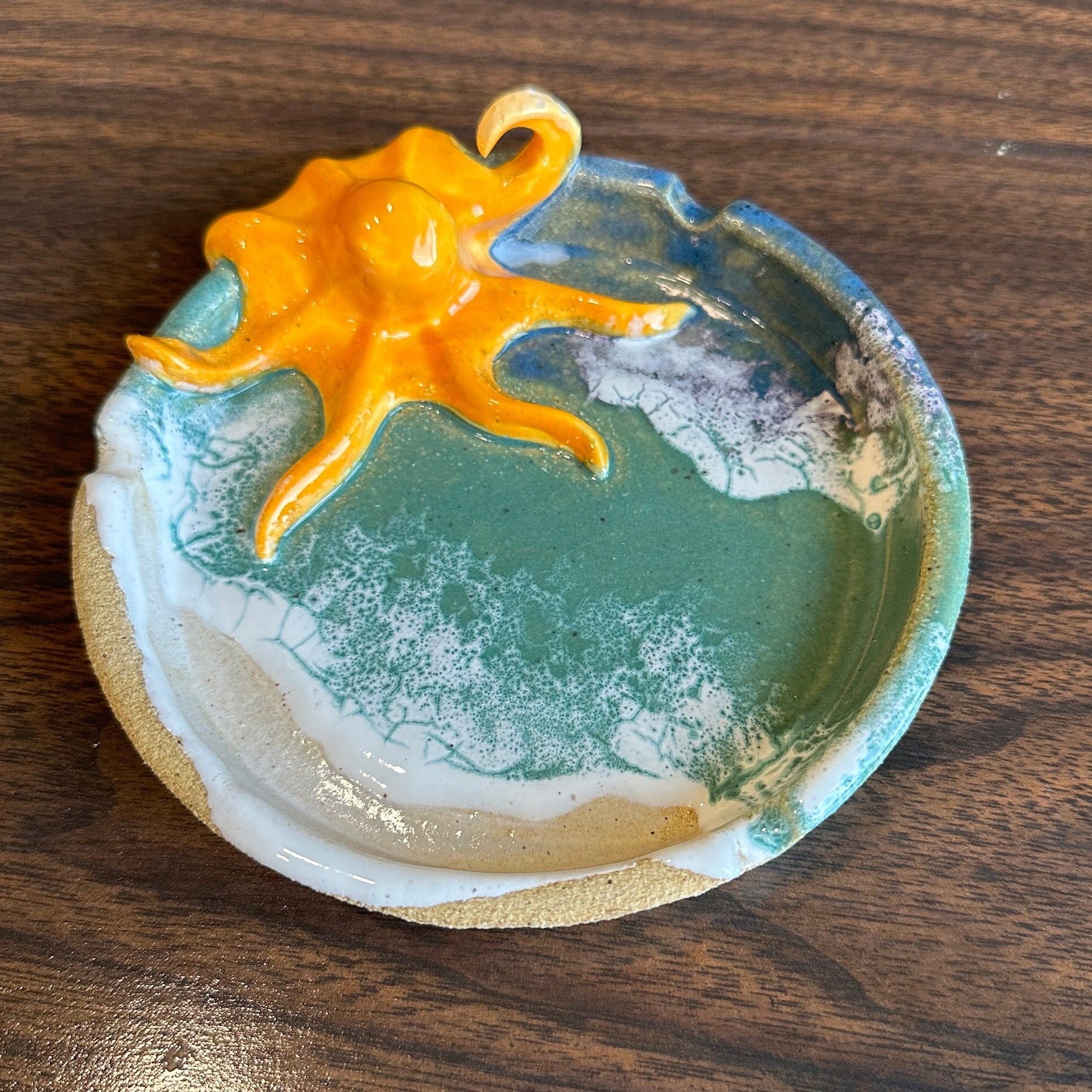 Octopus Ocean Shoreline Ashtray - Handmade Ceramic Smoking Accessories