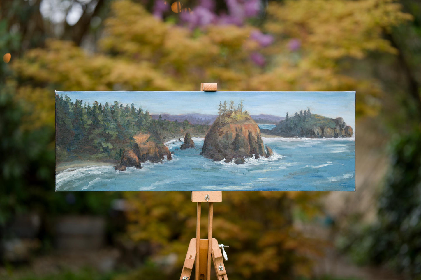 Ocean Coastline Panoramic Oil Painting