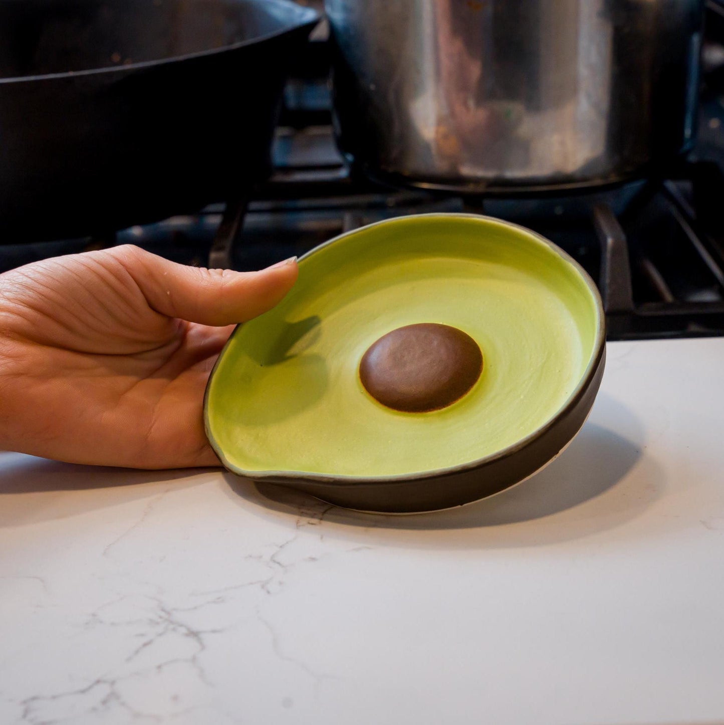 Avocado Spoon Rest - Handmade Ceramic Kitchen Accessories