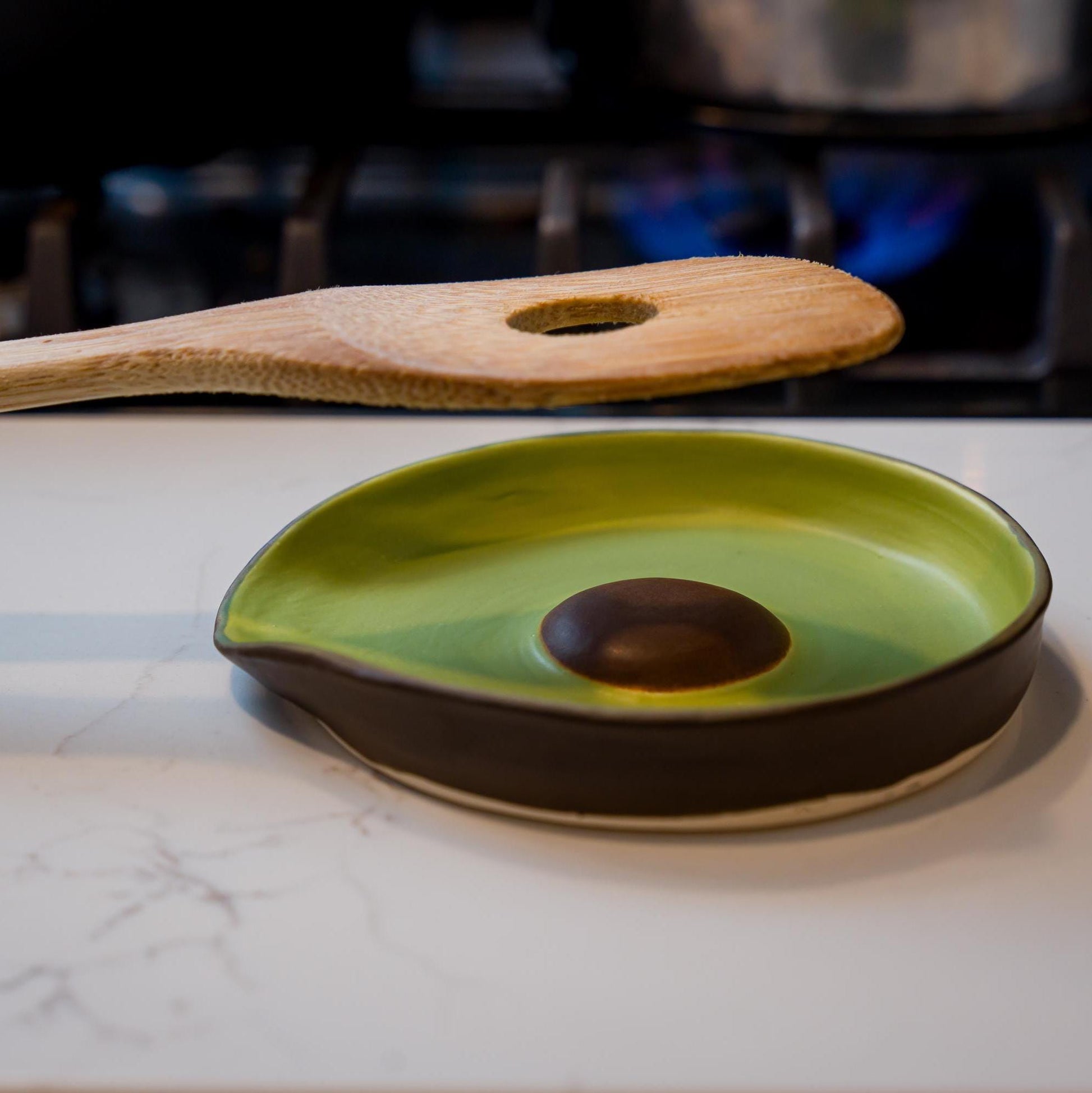 Avocado Spoon Rest - Handmade Ceramic Kitchen Accessories