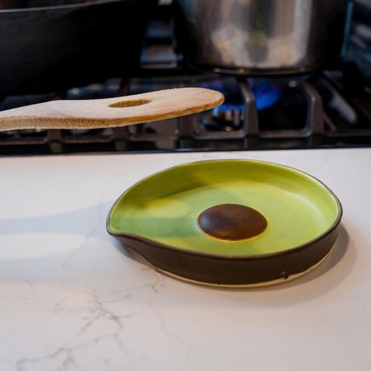 Avocado Spoon Rest - Handmade Ceramic Kitchen Accessories