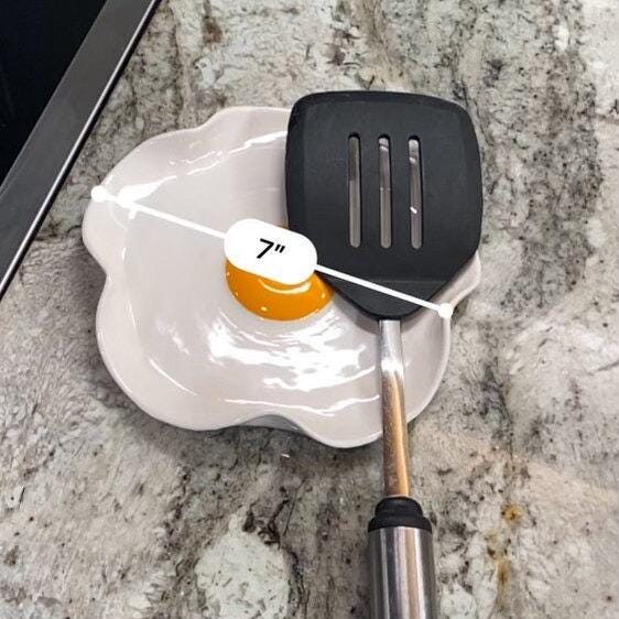 BIG Fried Egg Spoon Rest - Handmade Ceramic Kitchen Accessories (7” wide)