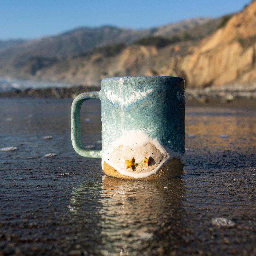 Starfish Ocean Shoreline Mug - Handmade Ceramic Coffee & Tea Cup
