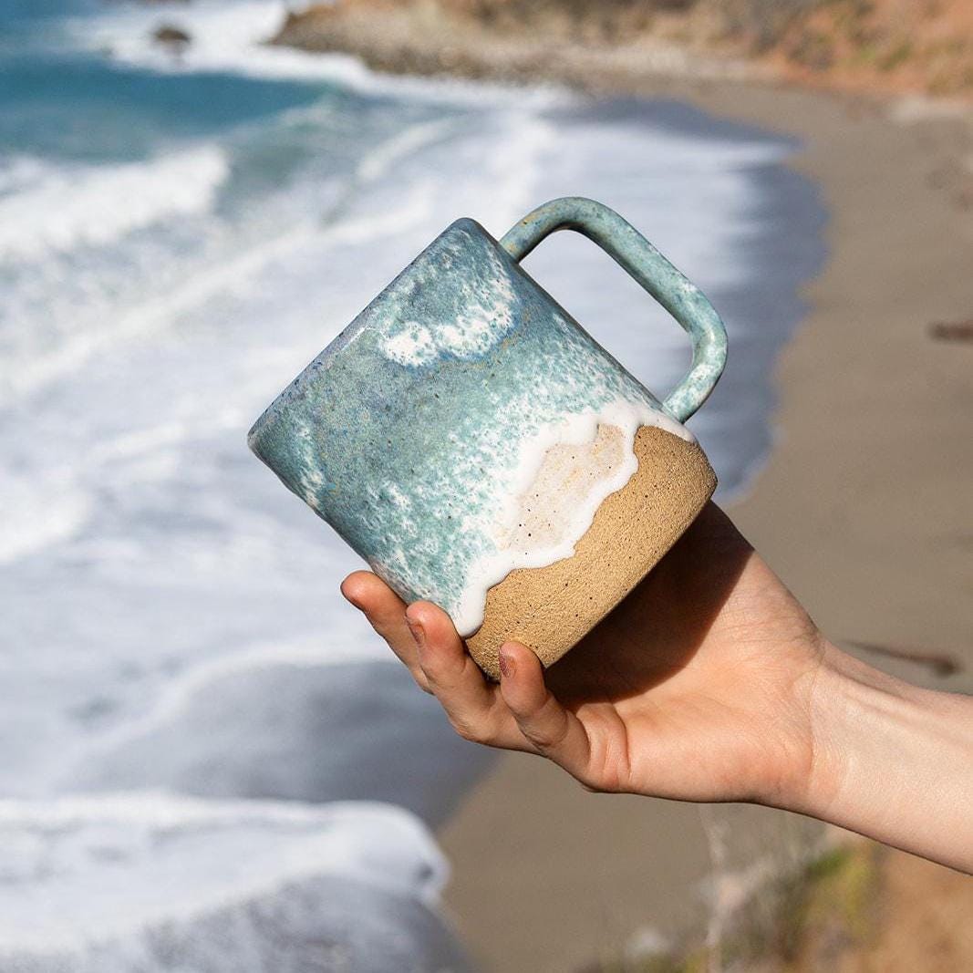Ocean Shoreline Mug - Handmade Ceramic Coffee & Tea Cup