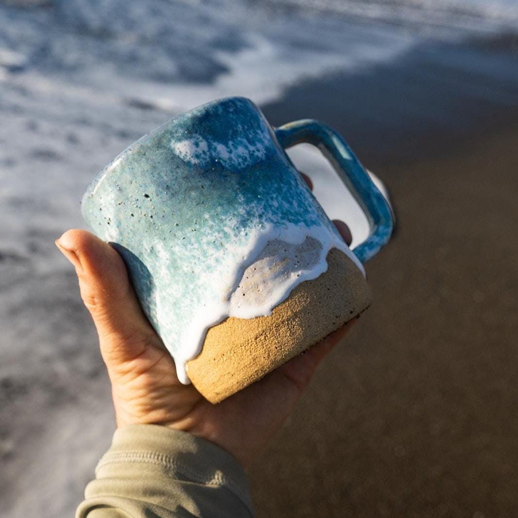Ocean Shoreline Mug - Handmade Ceramic Coffee & Tea Cup