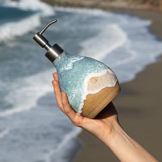 Ocean Shoreline Soap Dispenser - Handmade Ceramic Soap Pump