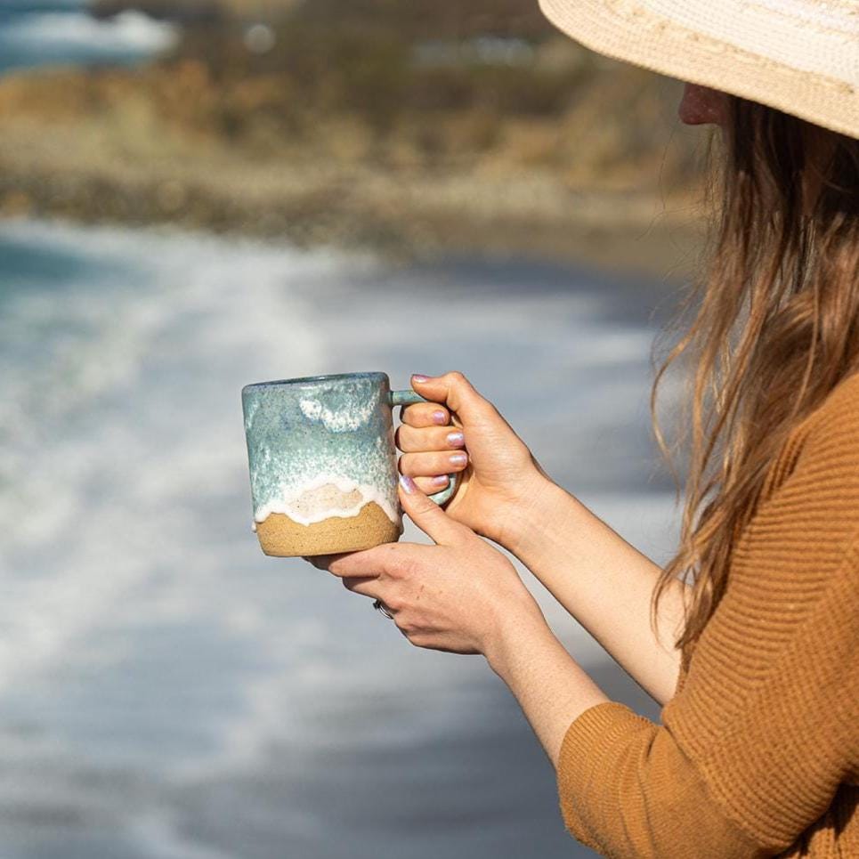 Ocean Shoreline Mug - Handmade Ceramic Coffee & Tea Cup