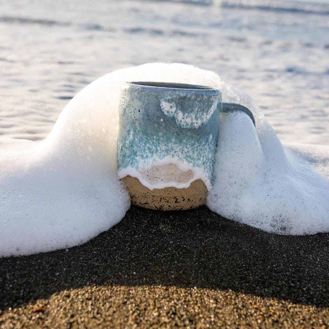 Ocean Shoreline Mug - Handmade Ceramic Coffee & Tea Cup