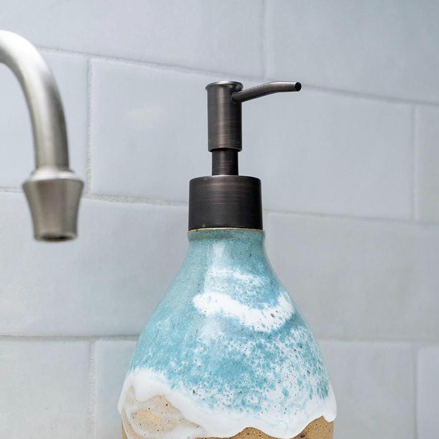 Starfish on the Beach Soap Dispenser - Handmade, Ceramic, Ocean Themed Kitchen/Bathroom Decor