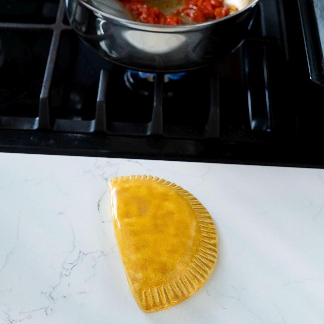 Handmade Empanada Spoon Rest - Fun + Functional Ceramic Kitchen Decor