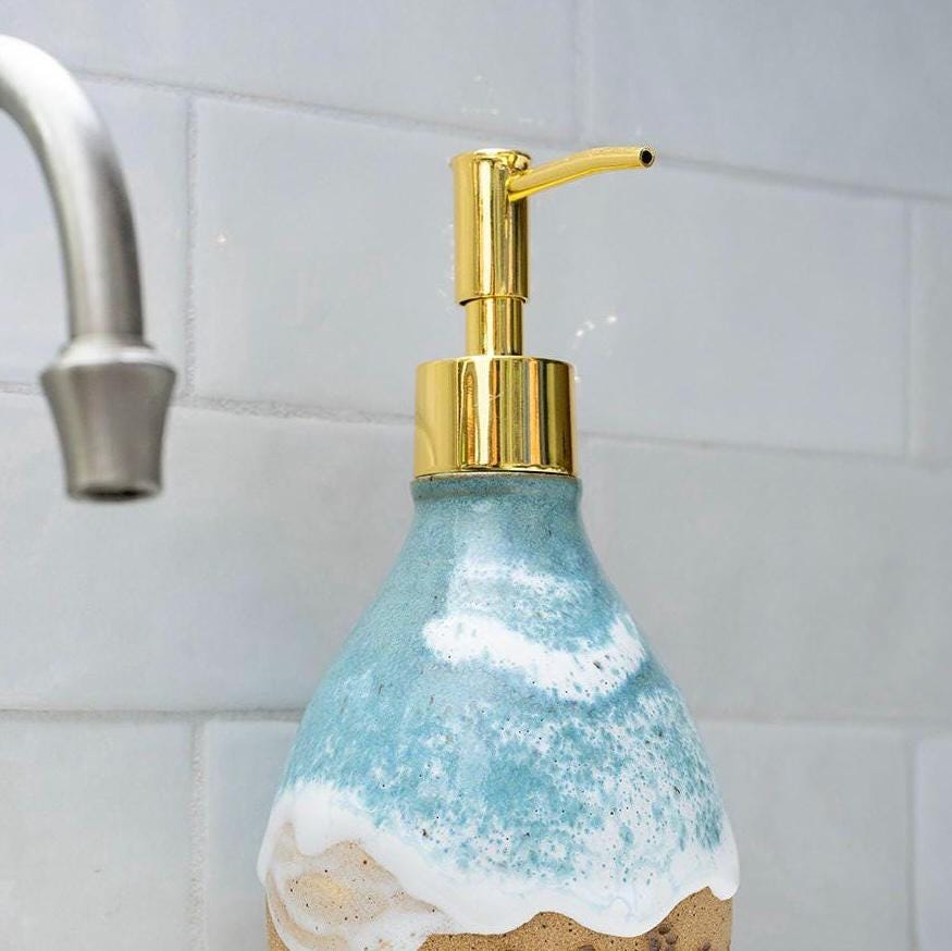 Ocean Shoreline Soap Dispenser - Handmade Ceramic Soap Pump