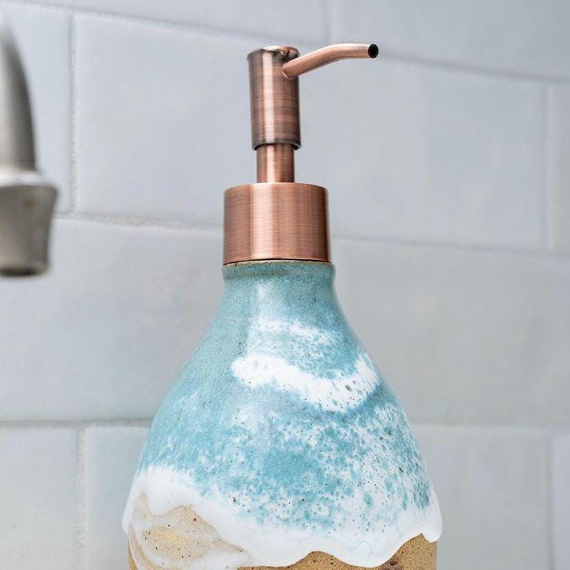 Ocean Shoreline Soap Dispenser - Handmade Ceramic Soap Pump