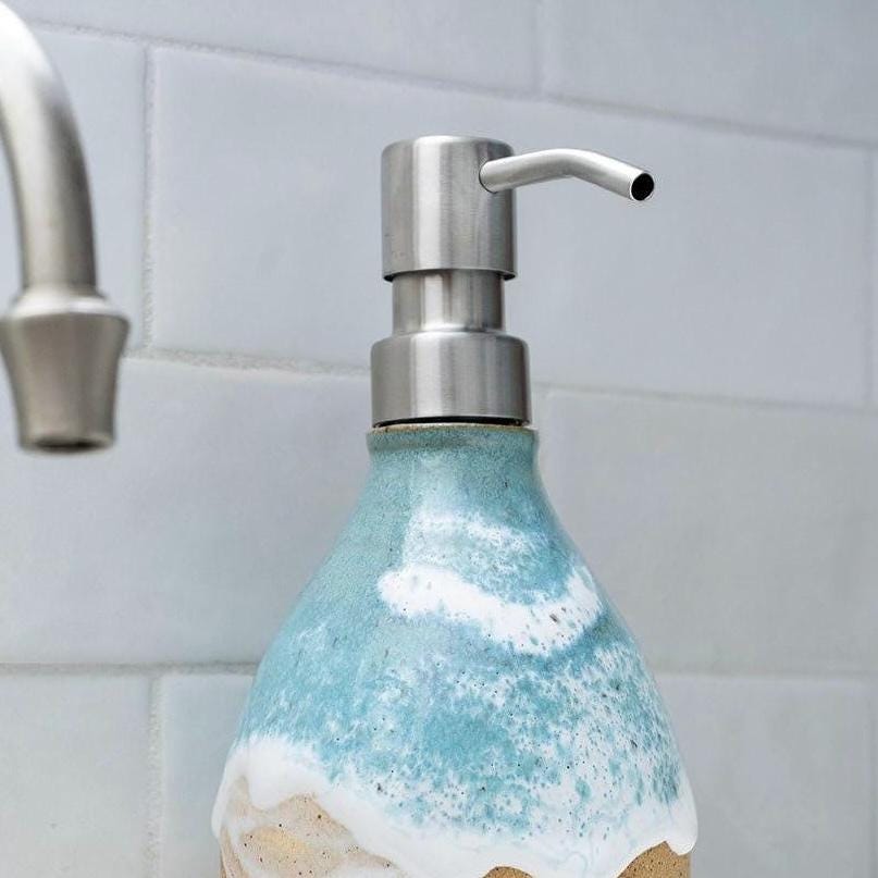 Ocean Shoreline Soap Dispenser - Handmade Ceramic Soap Pump