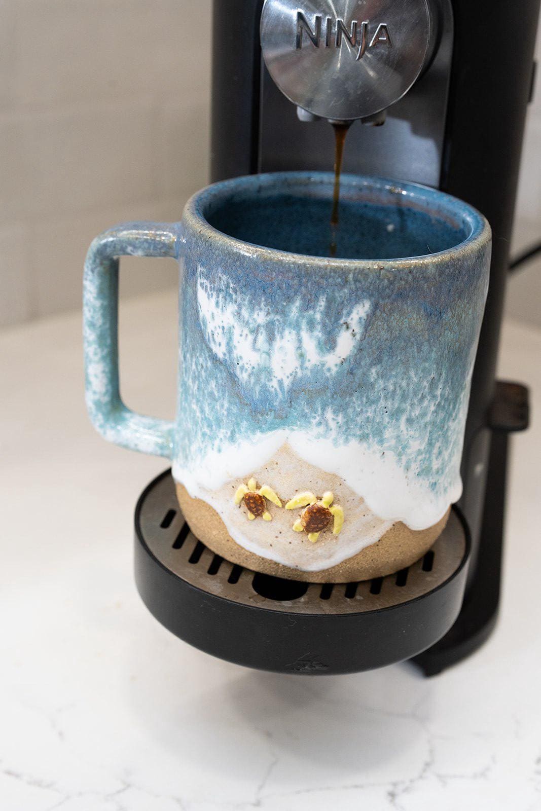 Turtles on the Beach Mug - Handmade Ceramic Coffee/Tea Cup - Ocean Shoreline Collection