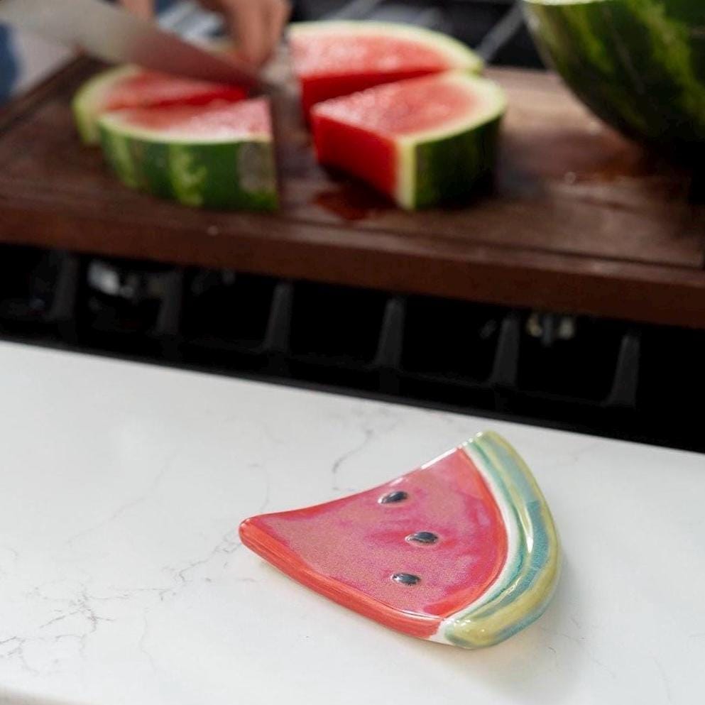 Handmade Watermelon Slice Spoon Rest: Cute + Functional Ceramic Kitchen Decor
