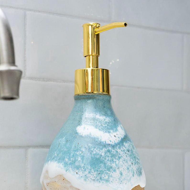 Horse Prints on the Beach Soap Dispenser - Handmade Ceramic Ocean Themed Kitchen/Bathroom Decor