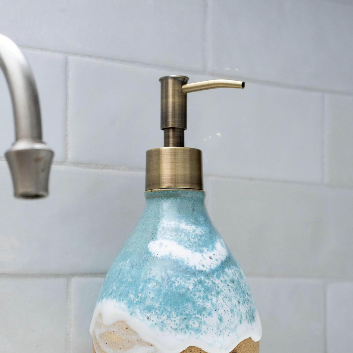 Ocean Shoreline Soap Dispenser - Handmade Ceramic Soap Pump