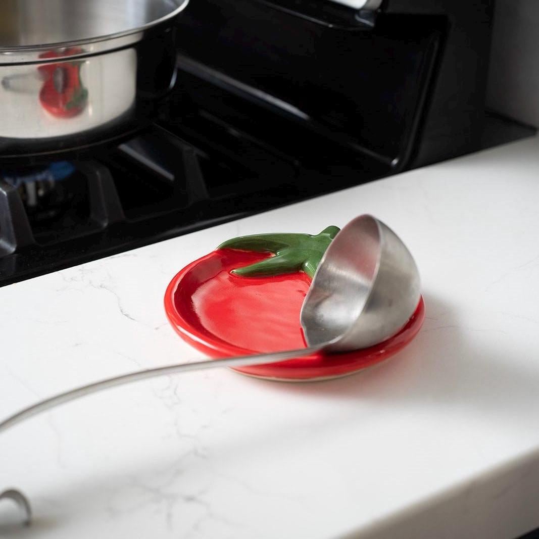 Tomato Spoon Rest - Handmade Ceramic Kitchen Decor
